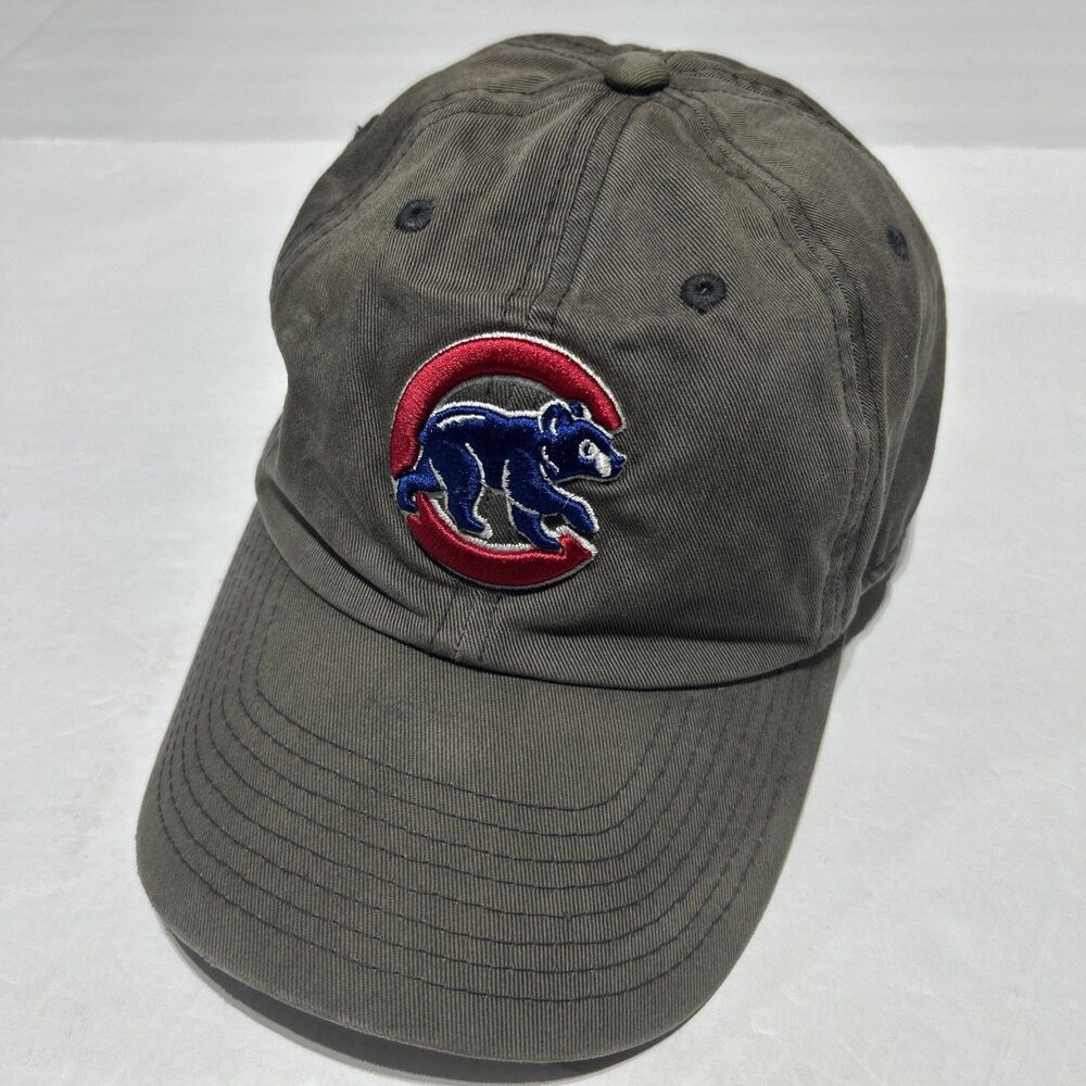 Chicago Cubs 47 Brand Clean Up Hat OSFA Grey Embroidered Bear Adjustable Strap